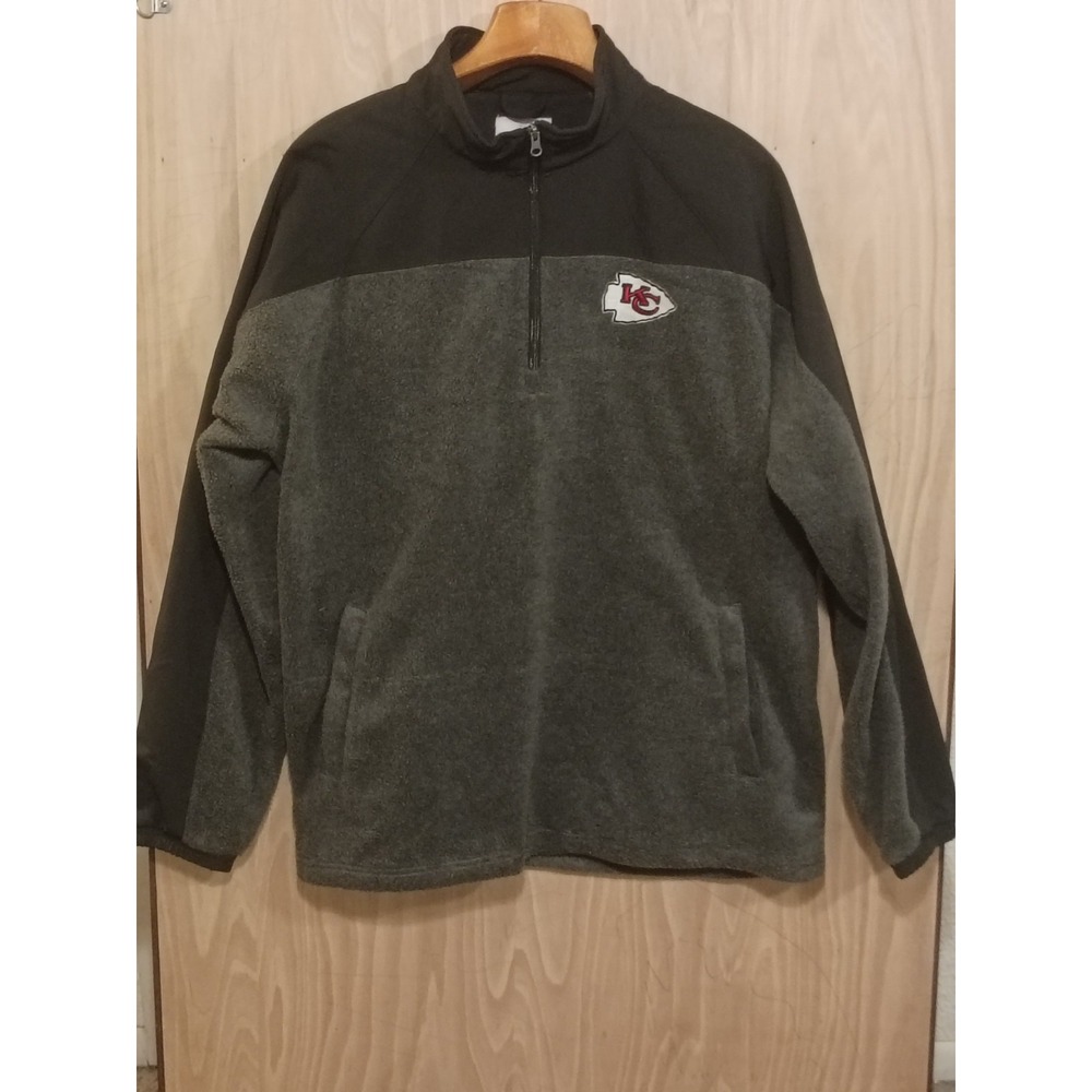 Kansas City Chiefs Antigua Mens Black/Charcoal‎ Embroidered 1/4 Zip Fleece 2XL.
